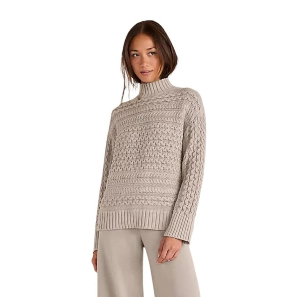 Haven Well Within Organic Cotton Cable Knit Turtleneck Classic Cozy Sweater